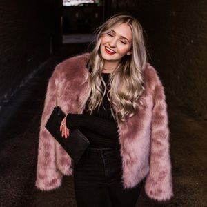 Blush purple faux fur jacket